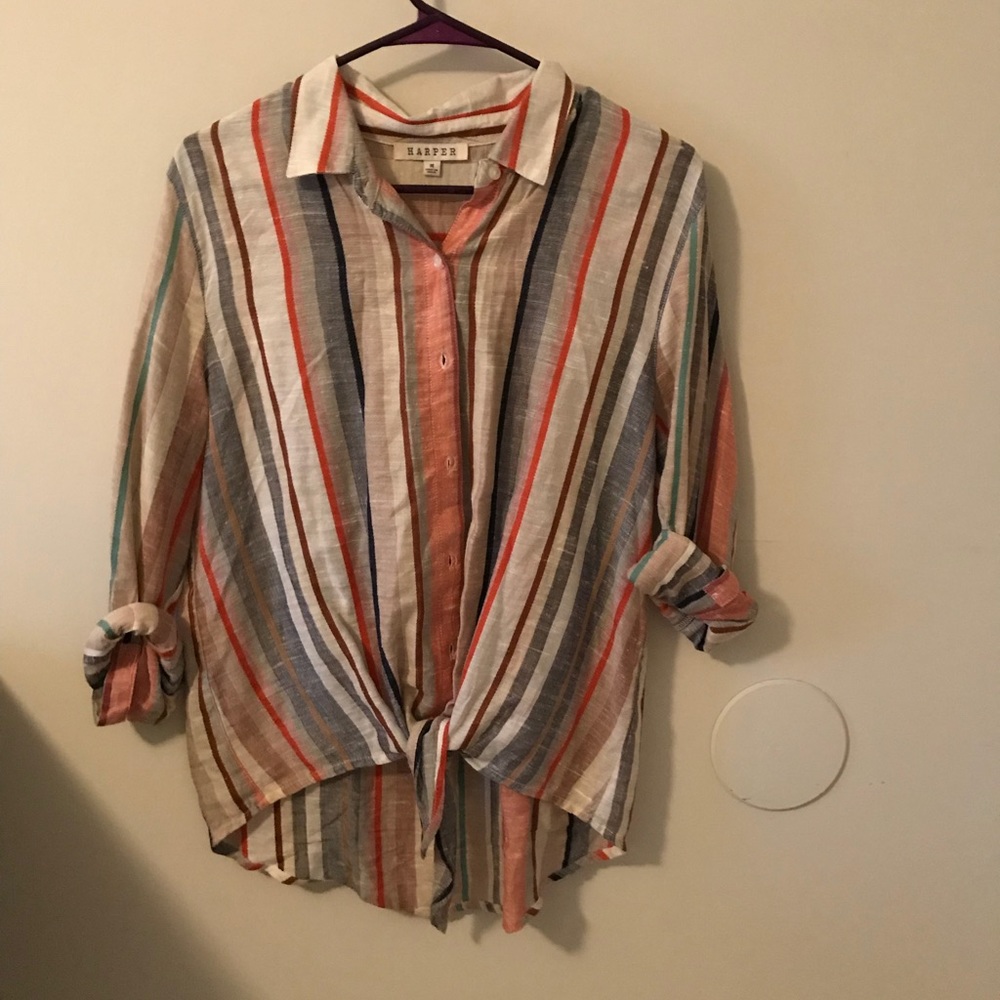 Striped Tie Button Down NWOT